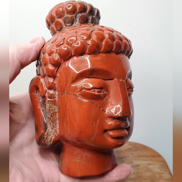 3.3 lbs Red Jasper Crystal Buddha Head, 6 inches - Picture 13 of 15